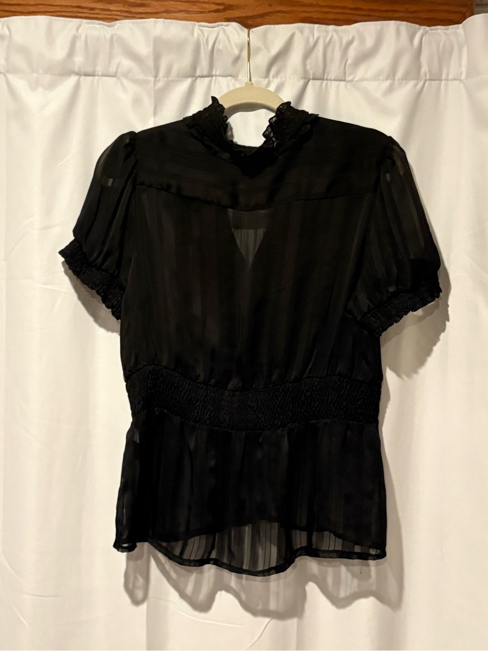 Forever 21 Black Ruffled Button-Front Blouse - Picture 3 of 4
